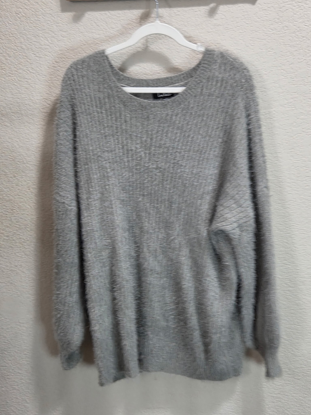 Lulu's Light Gray Fuzzy Crewneck Sweater